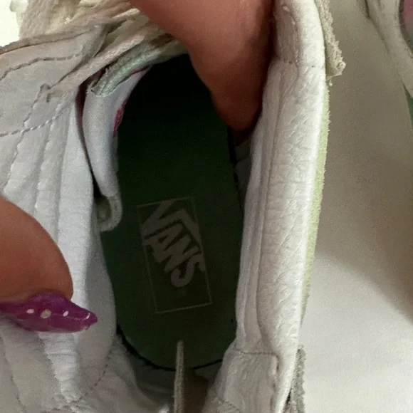 High-Top Tie-Dye Canvas Zip Up Vans Sneakers - Pastel Pink & Green - Picture 12 of 13